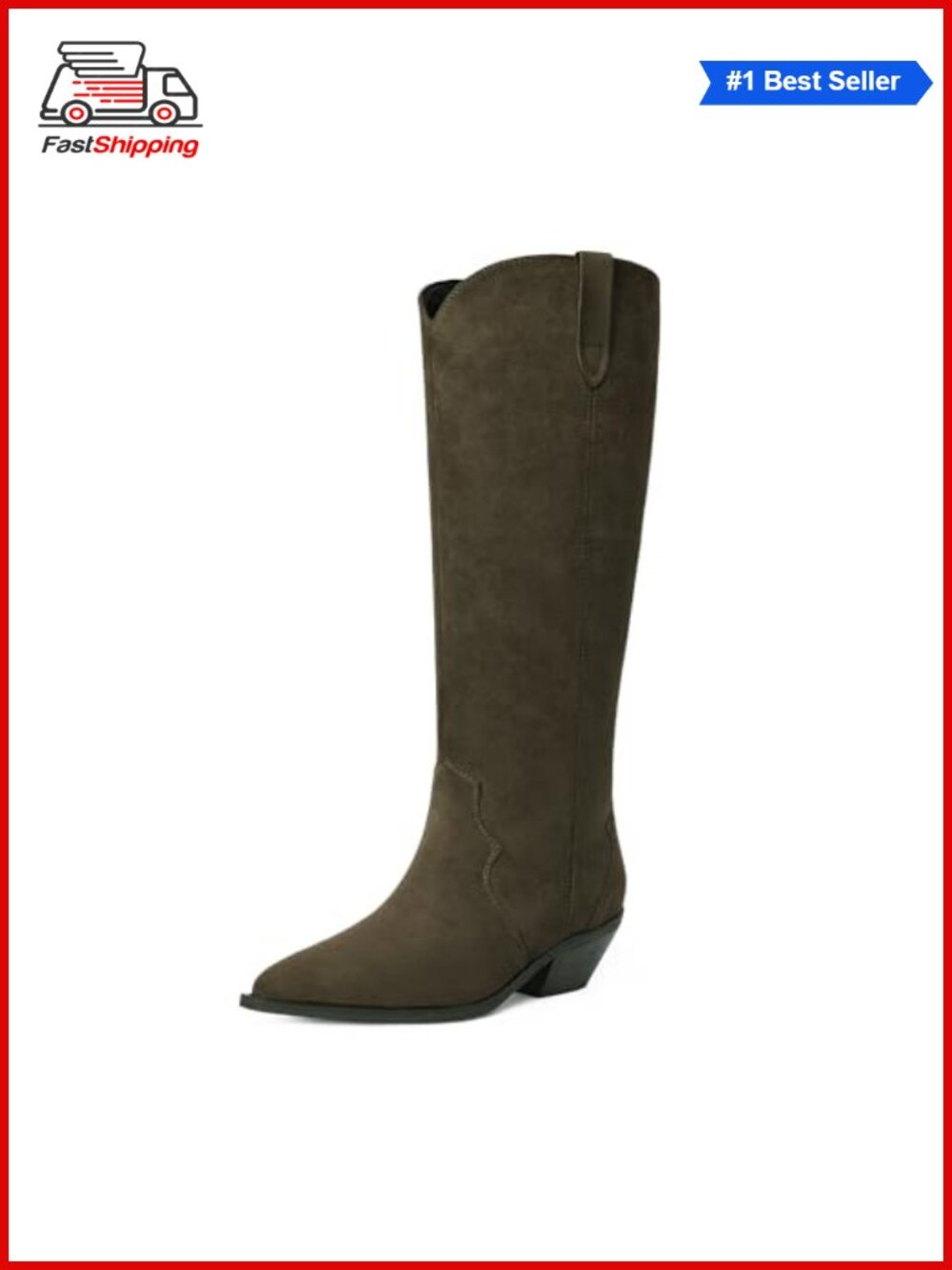 ✨ iiimmu Women's Knee High Boots Pointed Toe Chunky Heel Pull-On Riding Boots